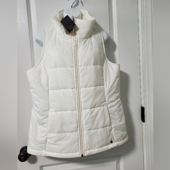 CALIA by Carrie Underwood L Quilted Vest White Puffer Sleeveless Full Zip Lined - Picture 2 of 12